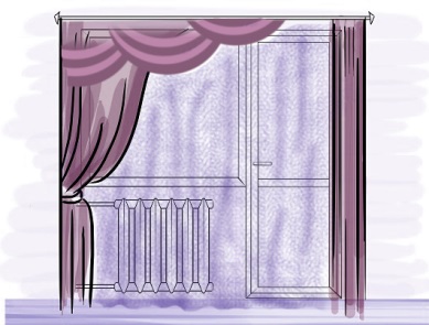 Занавески в зал с балконом: особенности расположения