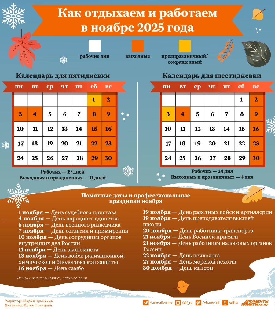 Как отдыхаем и работаем в ноябре 2025 года. Инфографика Как отдыхаем и работаем в ноябре 2025 года. Инфографика